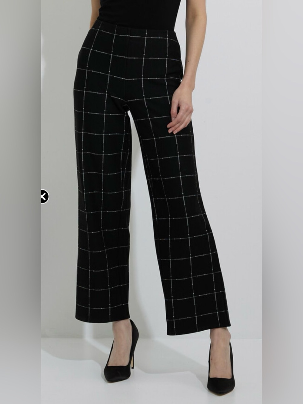 NIC+ZOE Black Windowpane Wide-Leg Trousers Sz XL